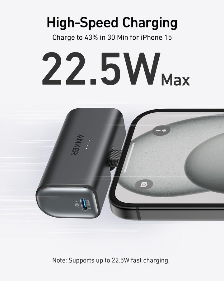 Anker Nano Power Bank 22.5W, Built-In USB-C Connector
