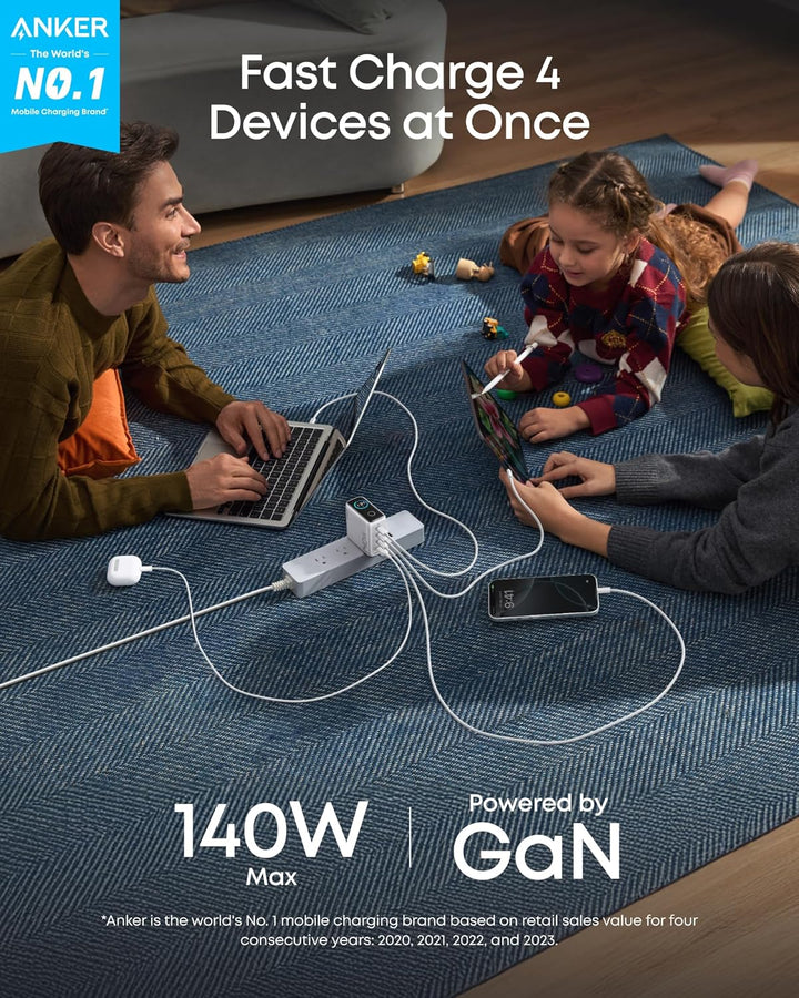 Anker Charger 140W, 4-Port, PD 3.1 with USB-C Cable