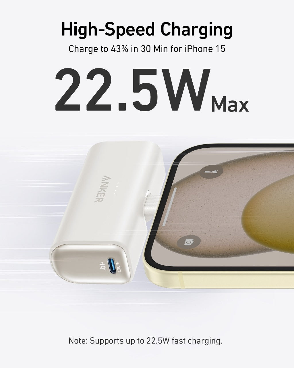 Anker Nano Power Bank 22.5W, Built-In USB-C Connector