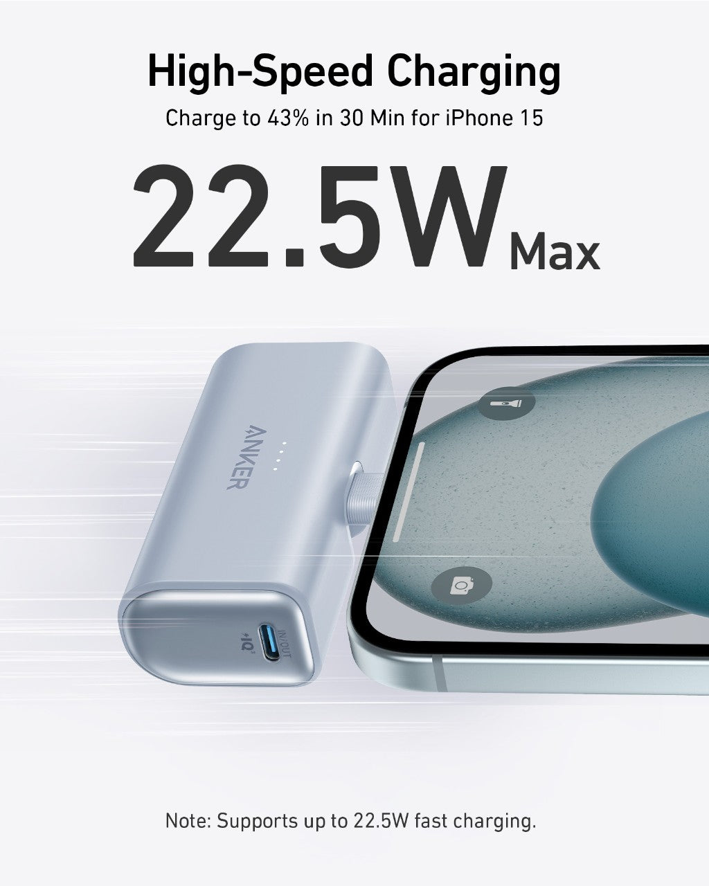 Anker Nano Power Bank 22.5W, Built-In USB-C Connector