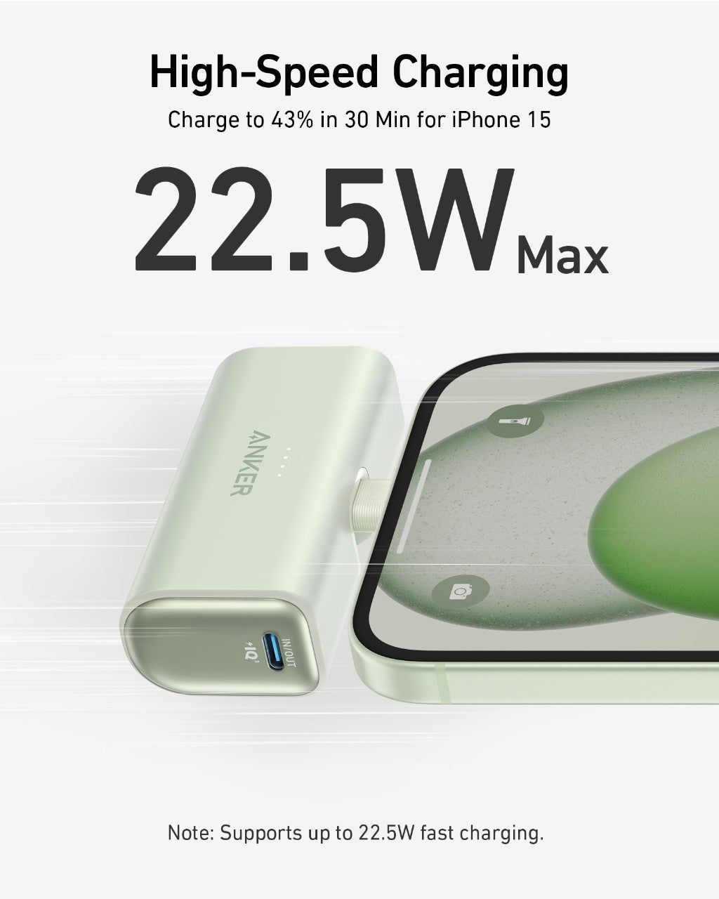 Anker Nano Power Bank 22.5W, Built-In USB-C Connector