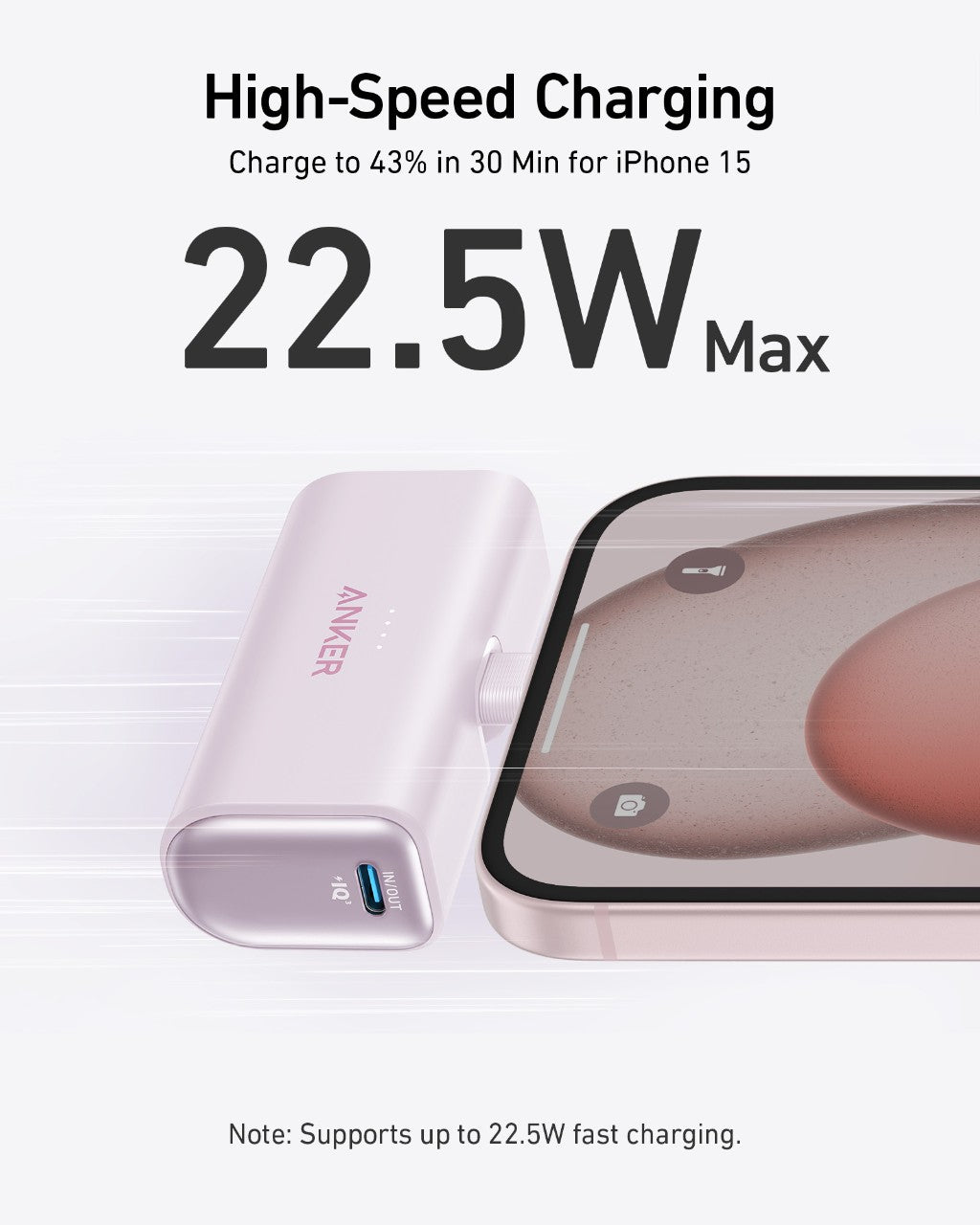 Anker Nano Power Bank 22.5W, Built-In USB-C Connector