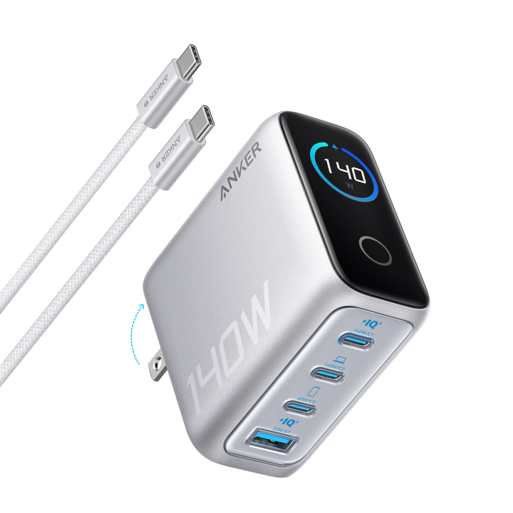 Anker Charger 140W, 4-Port, PD 3.1 with USB-C Cable