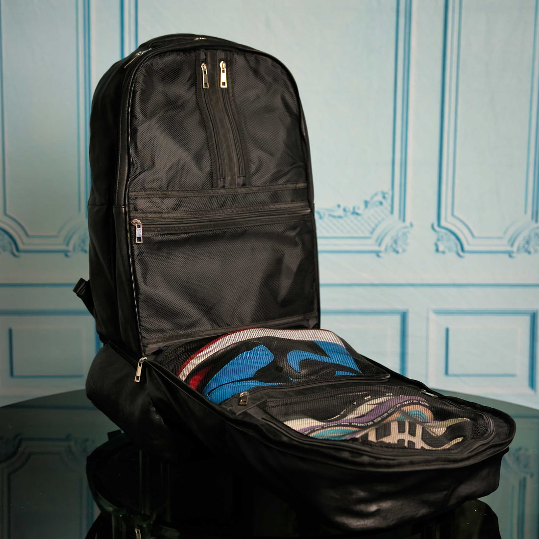 Black Leather Signature Bag Set Signature Backpack and Duffle Bag