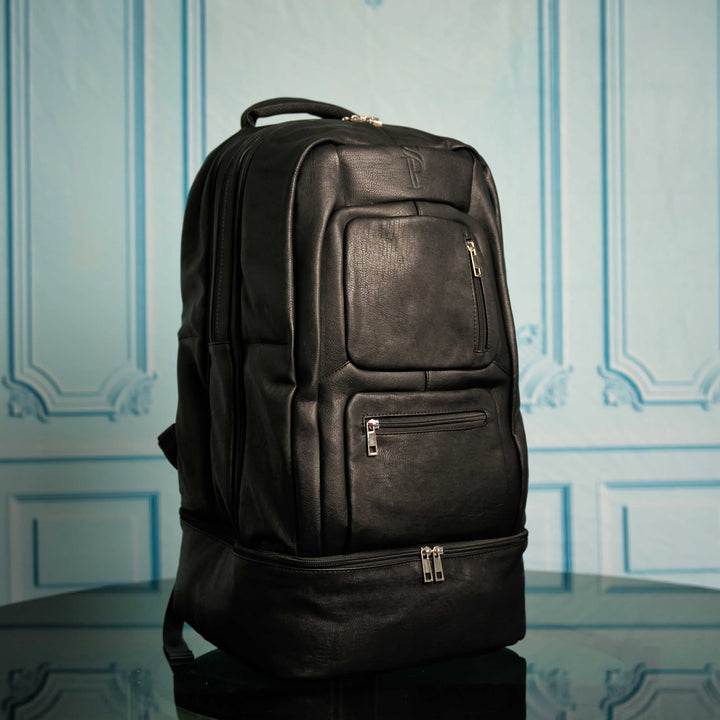 Black Leather Signature Bag Set Signature Backpack and Duffle Bag