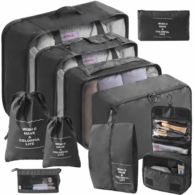 7–10 Piece Travel Packing Cubes & Wardrobe Organizer Set