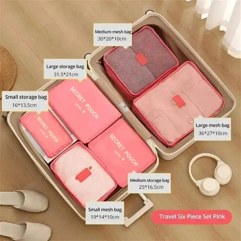6-Piece Waterproof Travel Packing Cube Organizer Set