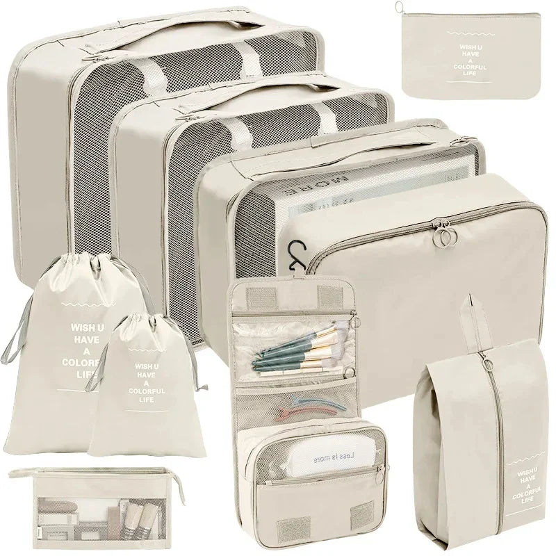 7–10 Piece Travel Packing Cubes & Organizer Set