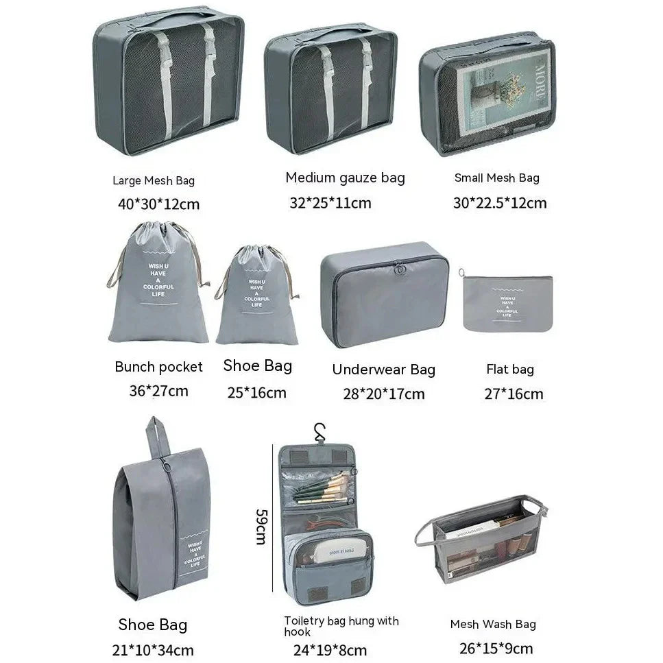 7–10 Piece Travel Packing Cubes & Organizer Set