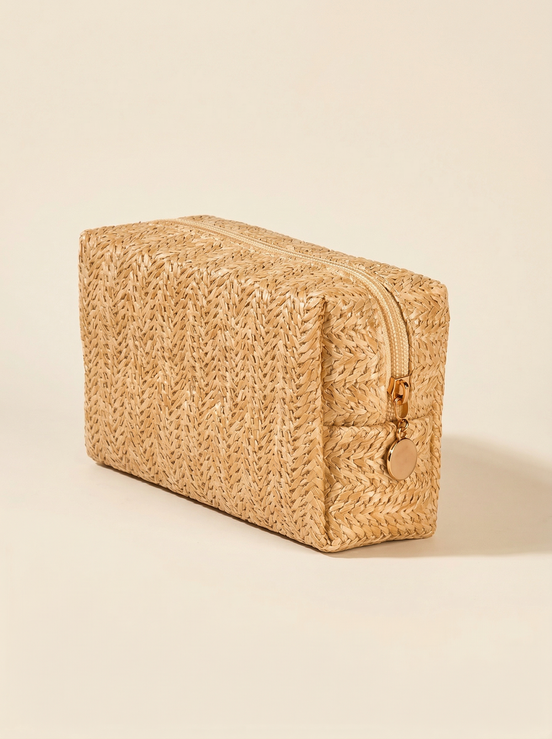 Vintage Woven Straw Makeup Bag Travel Cosmetic Toiletry Organizer Pouch