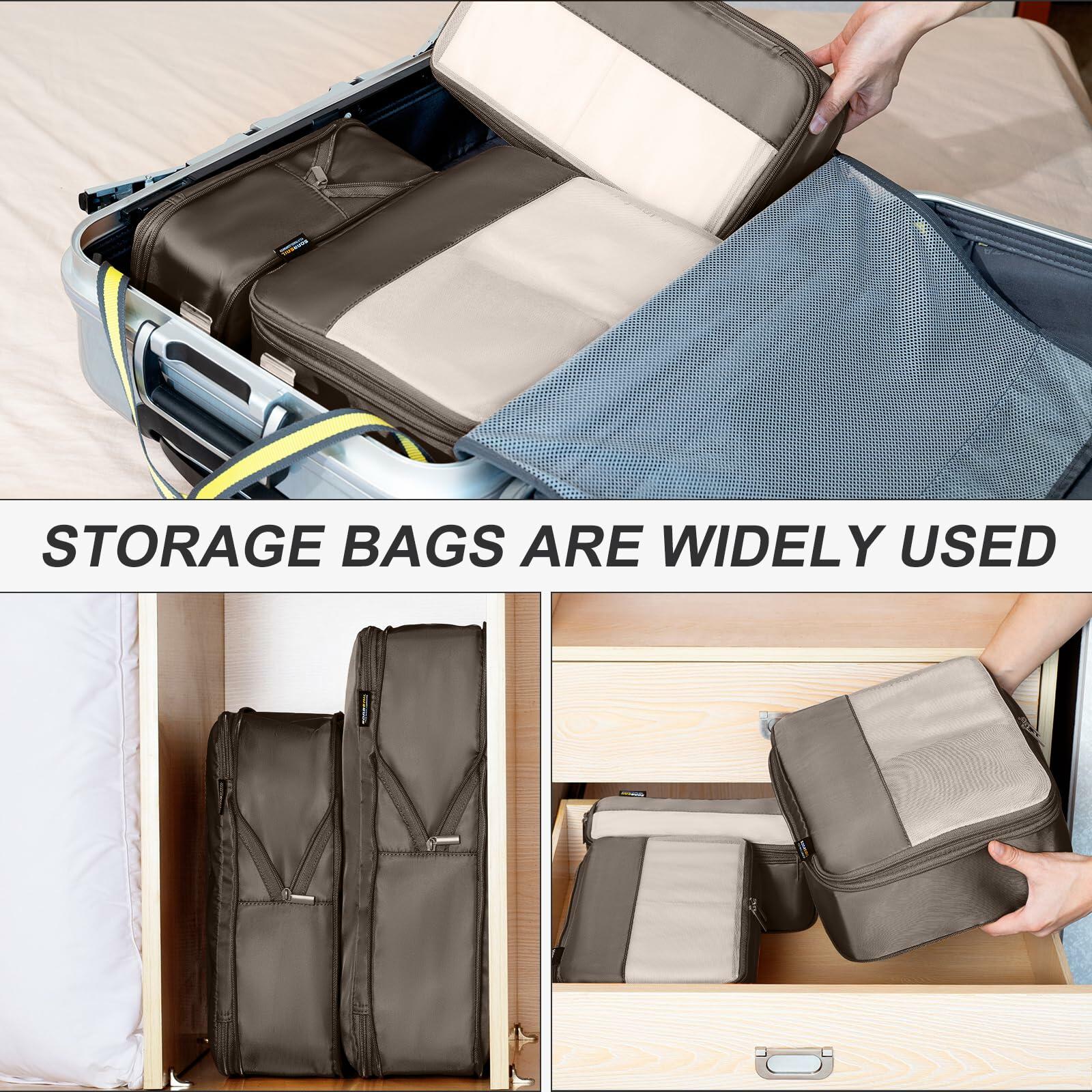 SOARSAIL 6-Pack Compression Packing Cubes – Charcoal Gray