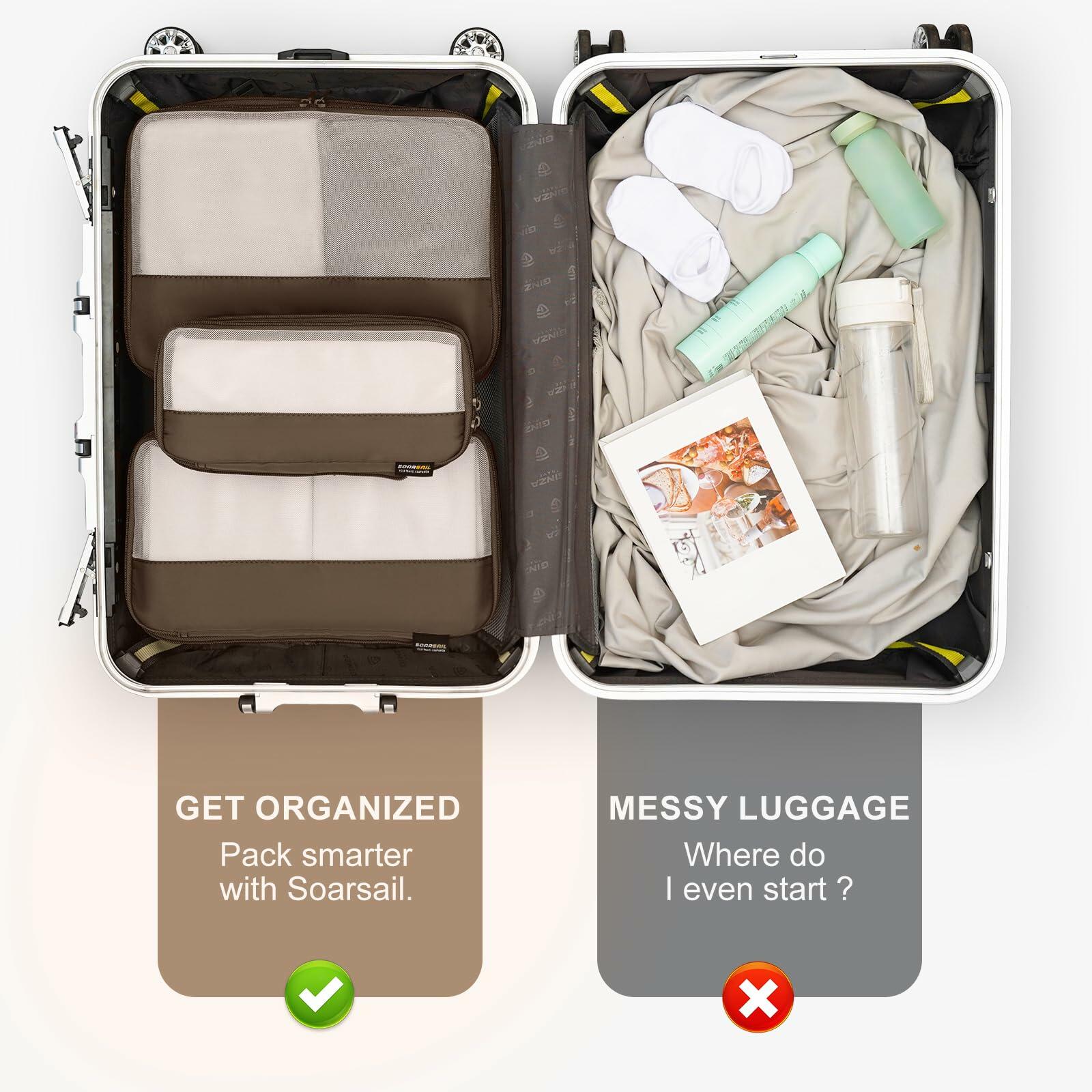 SOARSAIL 6-Pack Compression Packing Cubes – Charcoal Gray