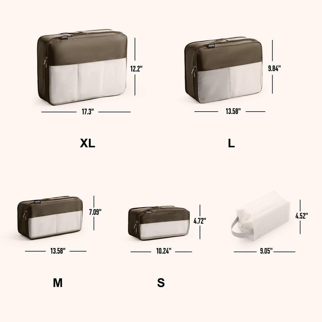 SOARSAIL 6-Pack Compression Packing Cubes – Charcoal Gray