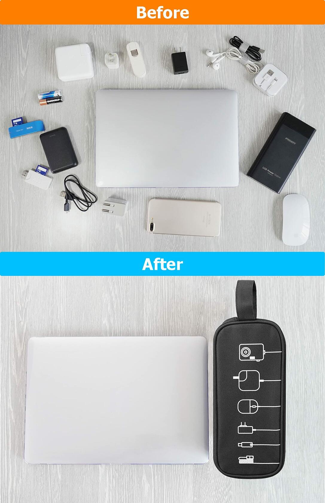 HESTECH Double Layer Travel Cable Organizer Case