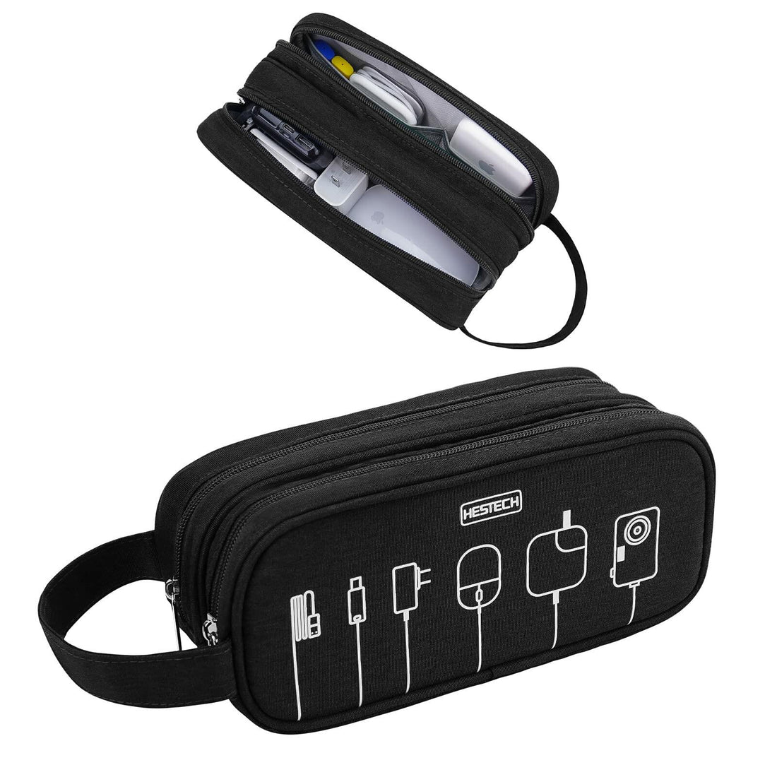 HESTECH Double Layer Travel Cable Organizer Case