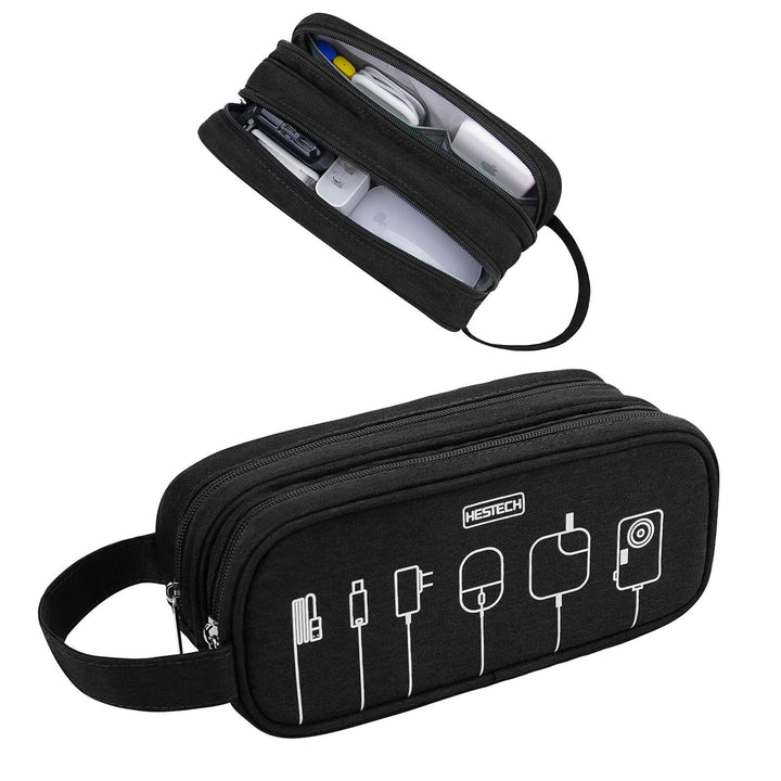 HESTECH Double Layer Travel Cable Organizer Case