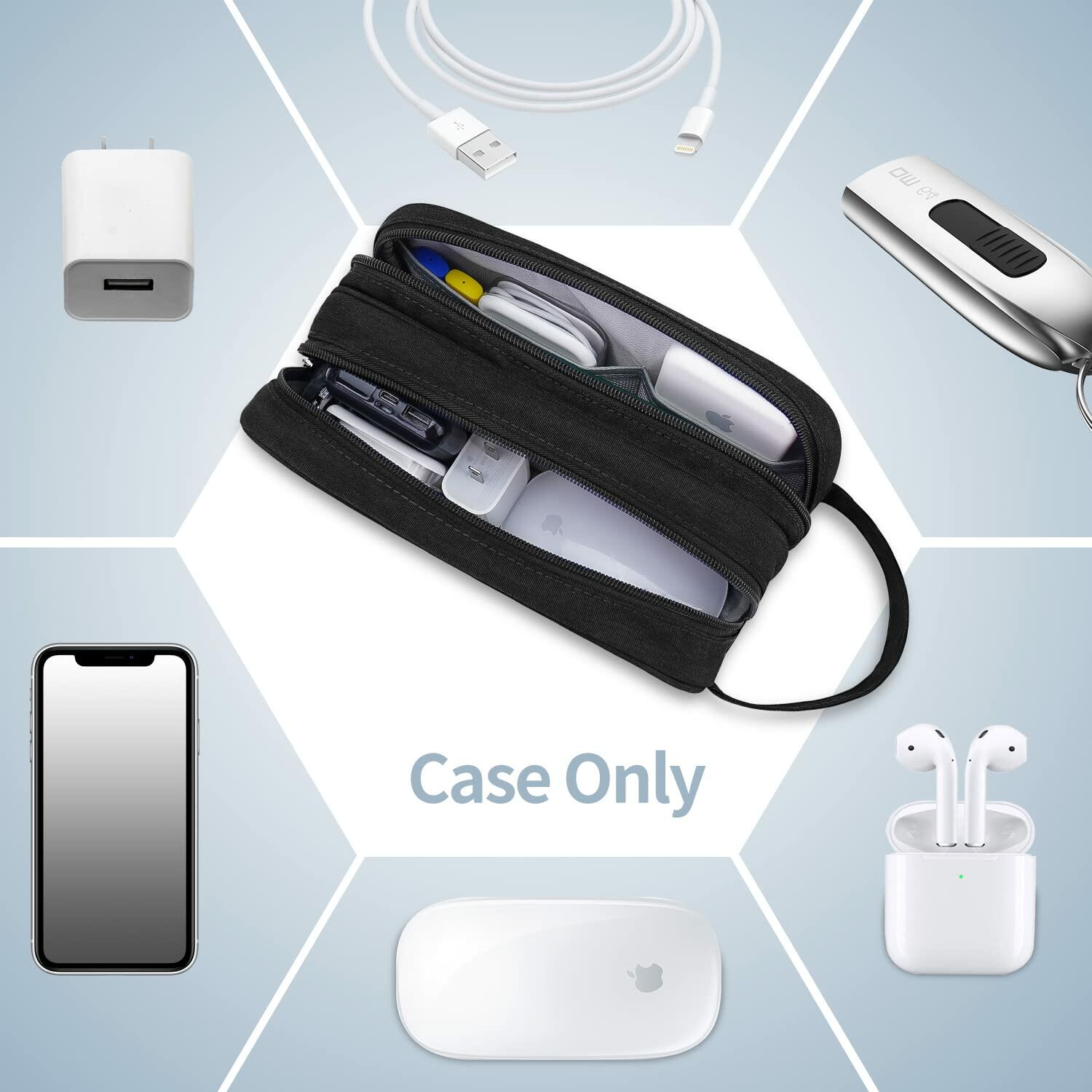 HESTECH Double Layer Travel Cable Organizer Case