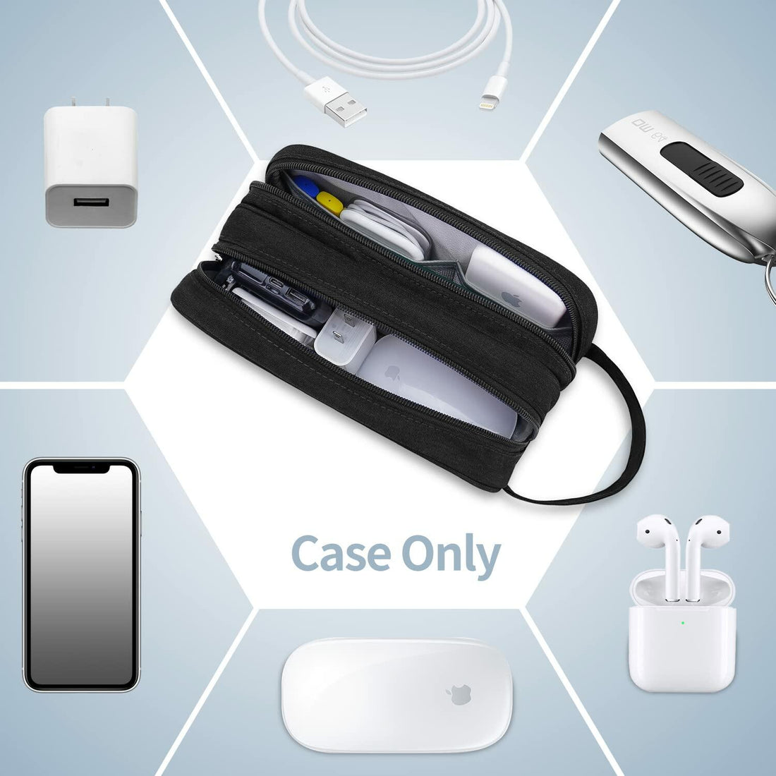 HESTECH Double Layer Travel Cable Organizer Case
