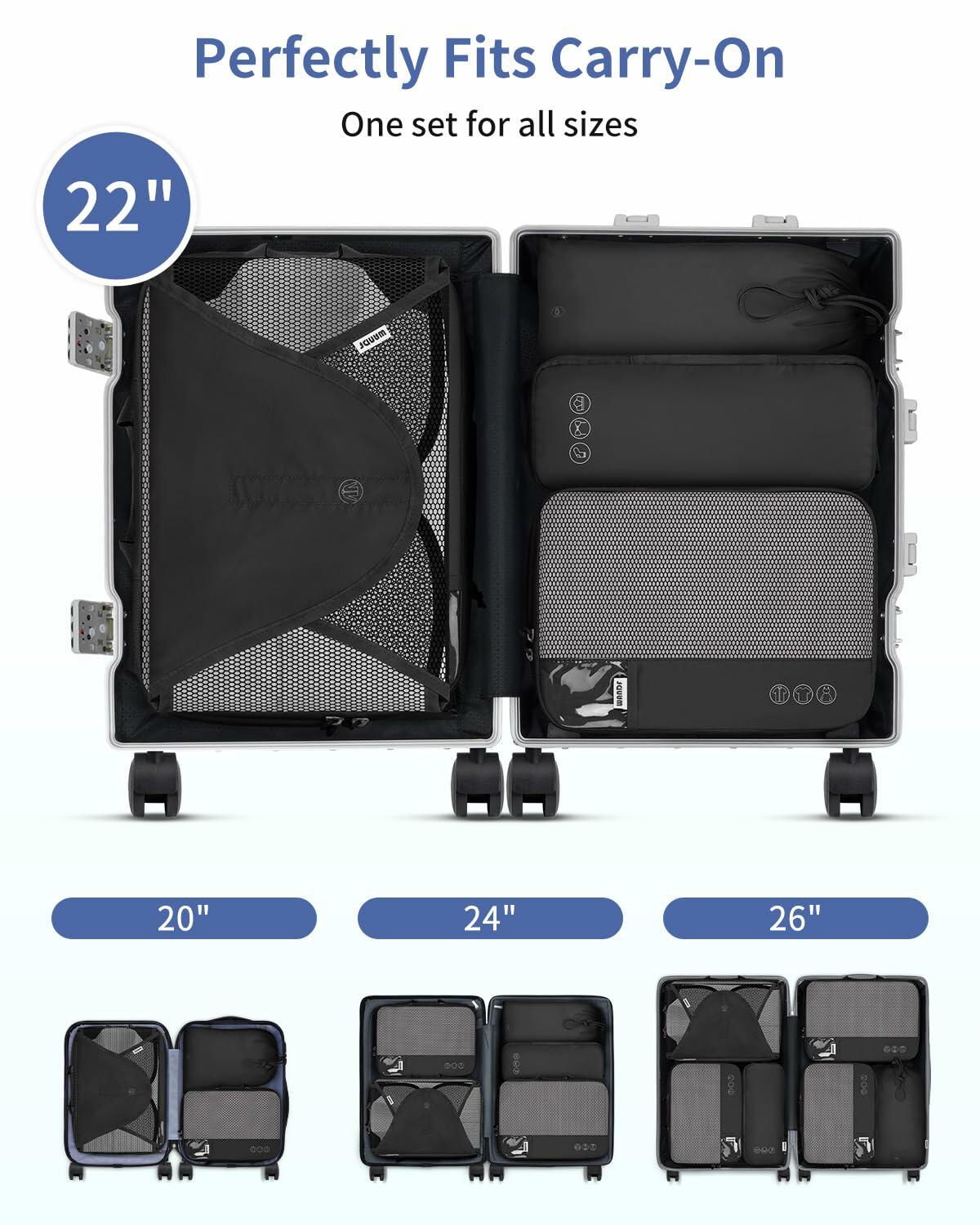 WANDF 7-Piece Compression Packing Cubes Set – Khaki Large